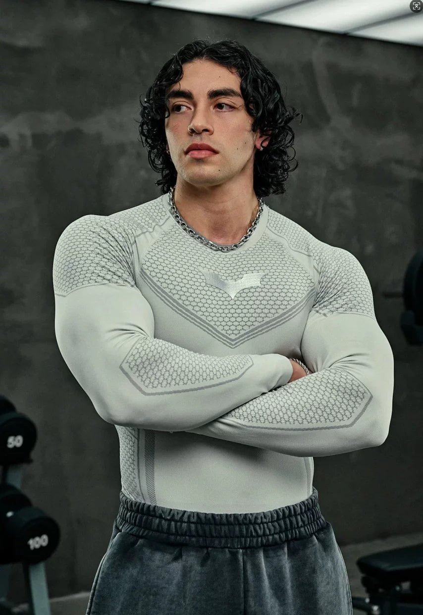 YOUNG LA Sports Long Sleeve Men's T-shirt American Trendy Brand Fitness Muscle Beating Iron Dog Exercise Breathable Elastic Quick Drying