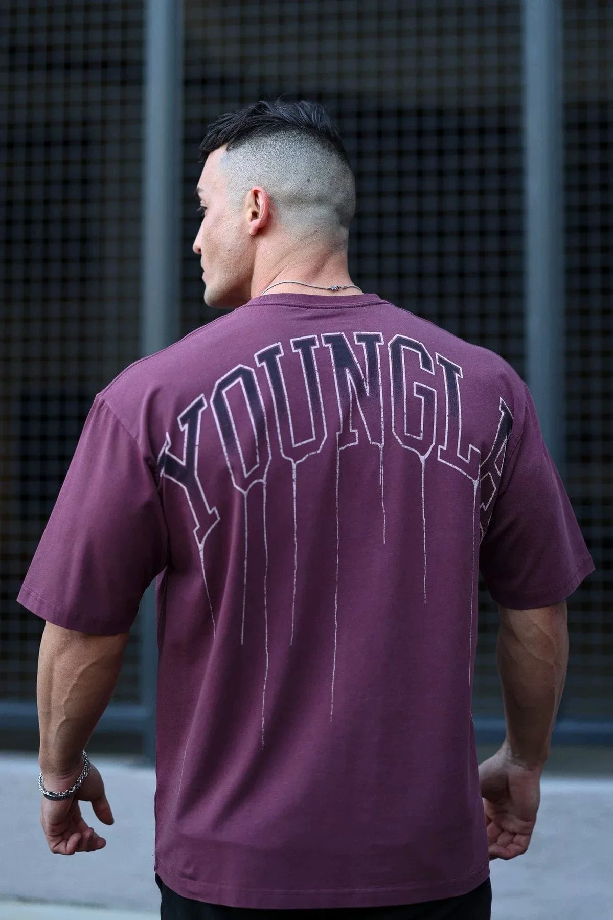 YOUNG LA Sports Short sleeved Men's T-shirt American Trendy Brand 240g Heavy duty Cotton Loose Training Muscle, Iron Dog
