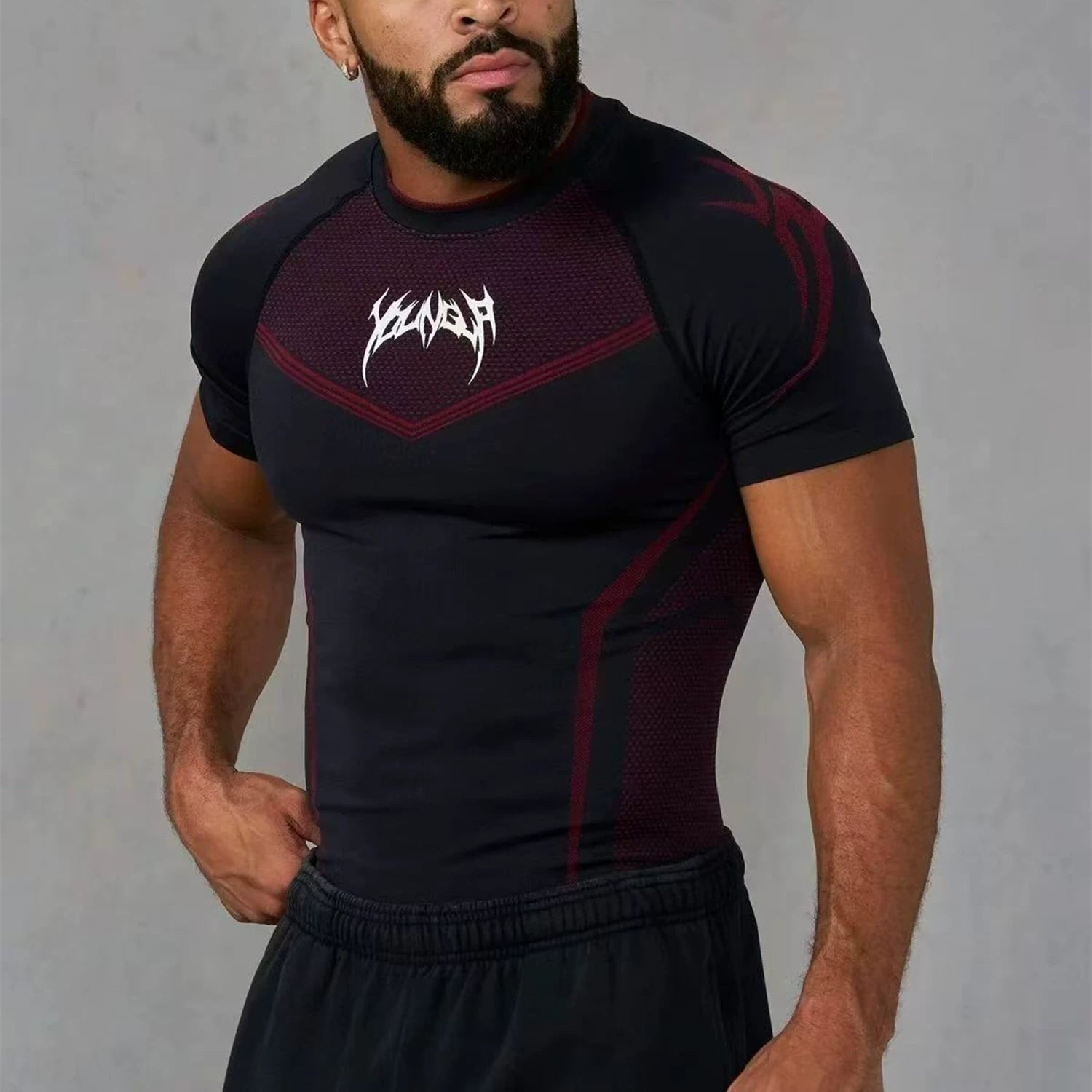 YOUNG LA Sports Short sleeved Men's T-shirt American Trendy Brand Cuffles Round Neck Quick drying Elastic Squat Fitness Muscle