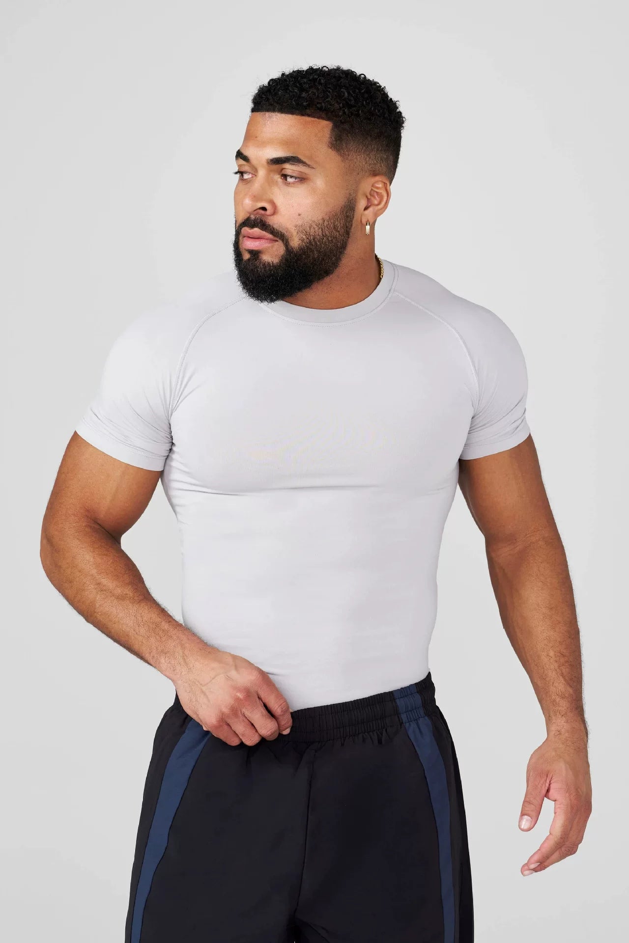 YOUNG LA sports short sleeved men's T-shirt, quick drying, breathable, elastic, American style trendy brand fitness muscle, runner round neck