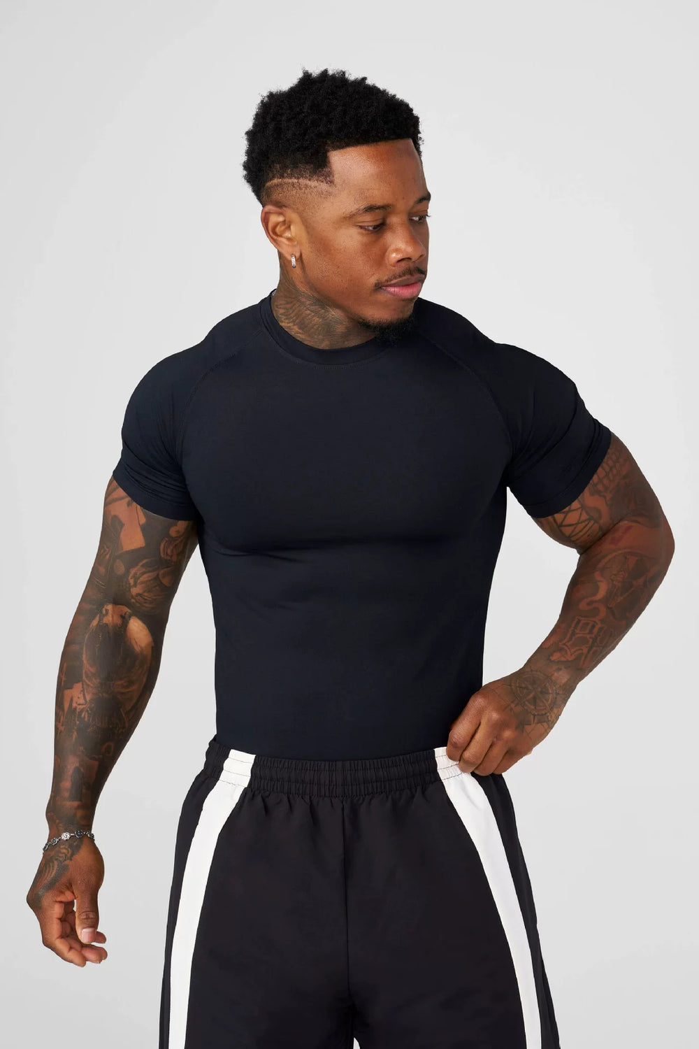 YOUNG LA sports short sleeved men's T-shirt, quick drying, breathable, elastic, American style trendy brand fitness muscle, runner round neck