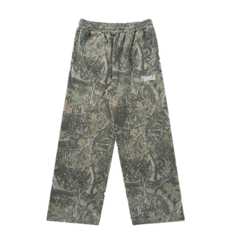 YOUNGLA sports trousers men's loose American trendy brand fitness ironing casual breathable wide-leg camouflage straight pants