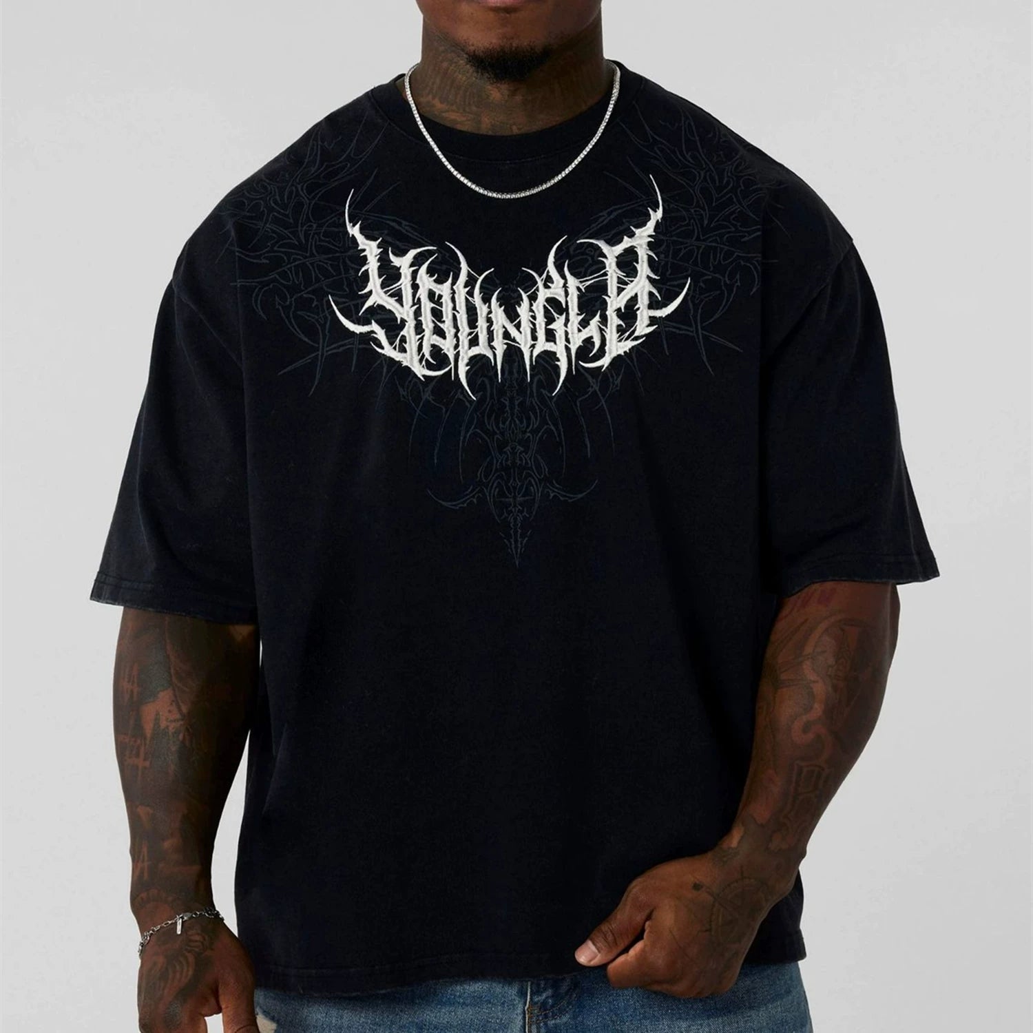 YOUNG LA Sports Short sleeved Men's T-shirt Loose American Trendy Brand Fitness Training Heavy Cotton Casual Half Sleeve