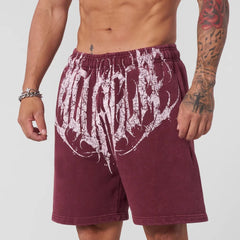 YONGLA trendy men's printed sports and fitness shorts, summer casual trendy basketball and running five quarter pants