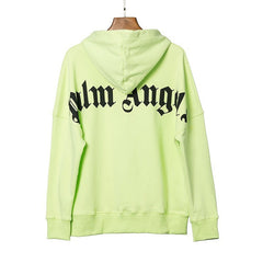 Palm Angels Curved Logo Back Shoulder Hoodie - Neon Yellow/Black
