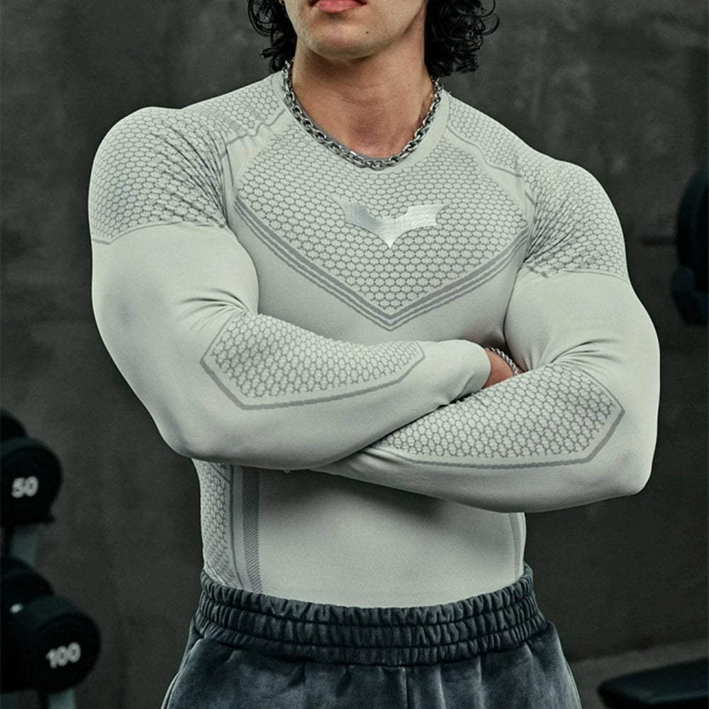 YOUNG LA Sports Long Sleeve Men's T-shirt American Trendy Brand Fitness Muscle Beating Iron Dog Exercise Breathable Elastic Quick Drying