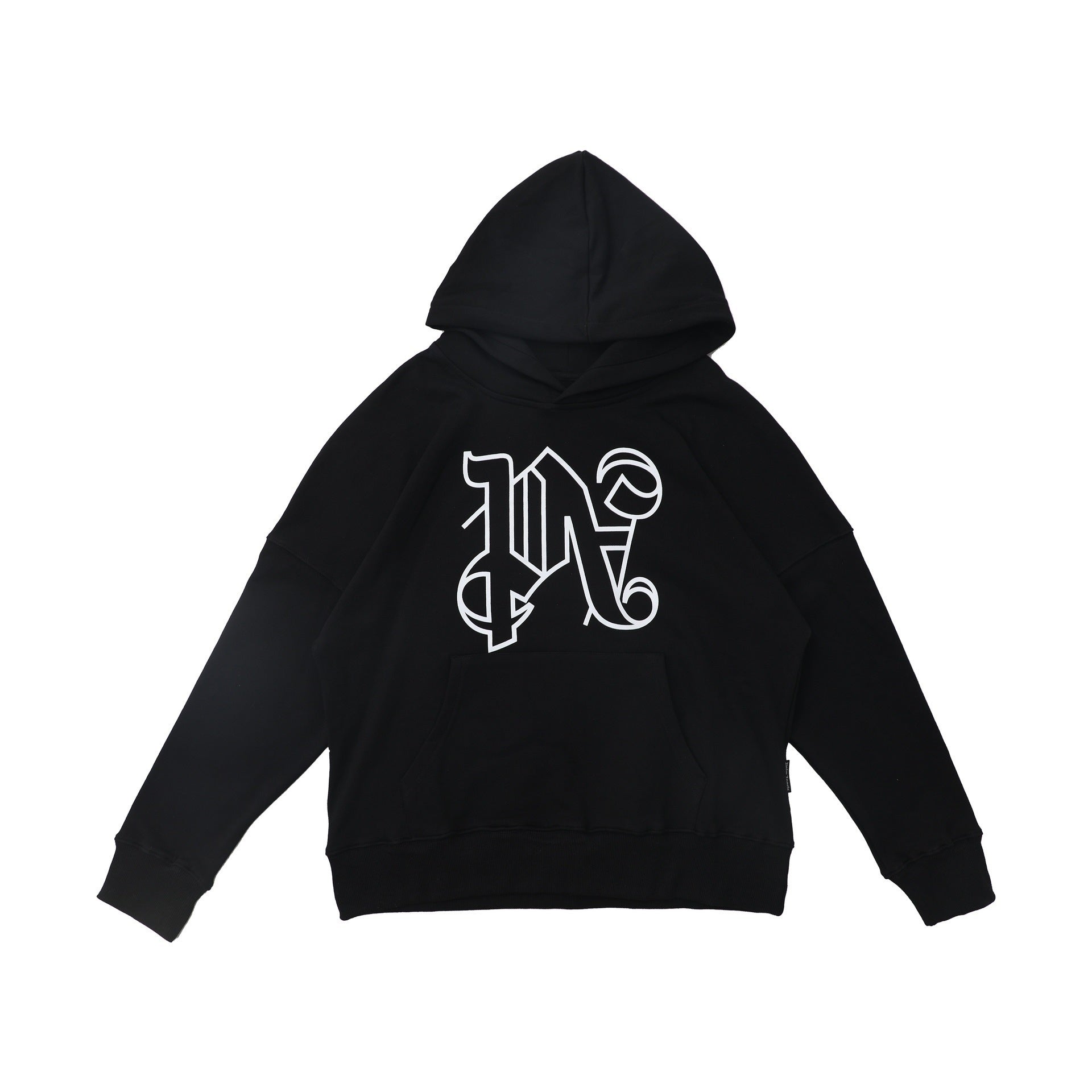 Palm Angels Gothic Letter Monogram Hoodie - Black