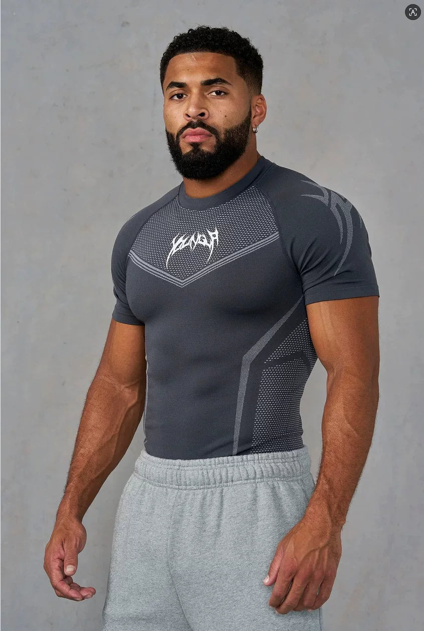 YOUNG LA Sports Short sleeved Men's T-shirt American Trendy Brand Cuffles Round Neck Quick drying Elastic Squat Fitness Muscle
