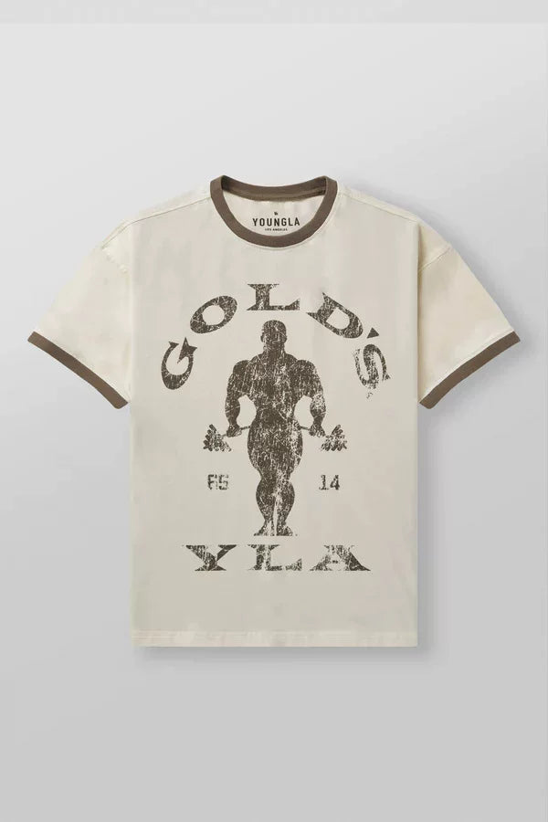 YOUNG LA Sports Short sleeved Men's T-shirt American Trendy Brand Fitness Breathable Running Training Muscle Rubbing Iron Dog Brother