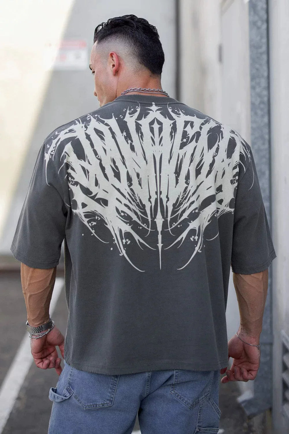 YOUNG LA Sports Short sleeved Men's T-shirt Loose Heavy Cotton American Trendy Brand Fitness Breathable Printed Summer Large