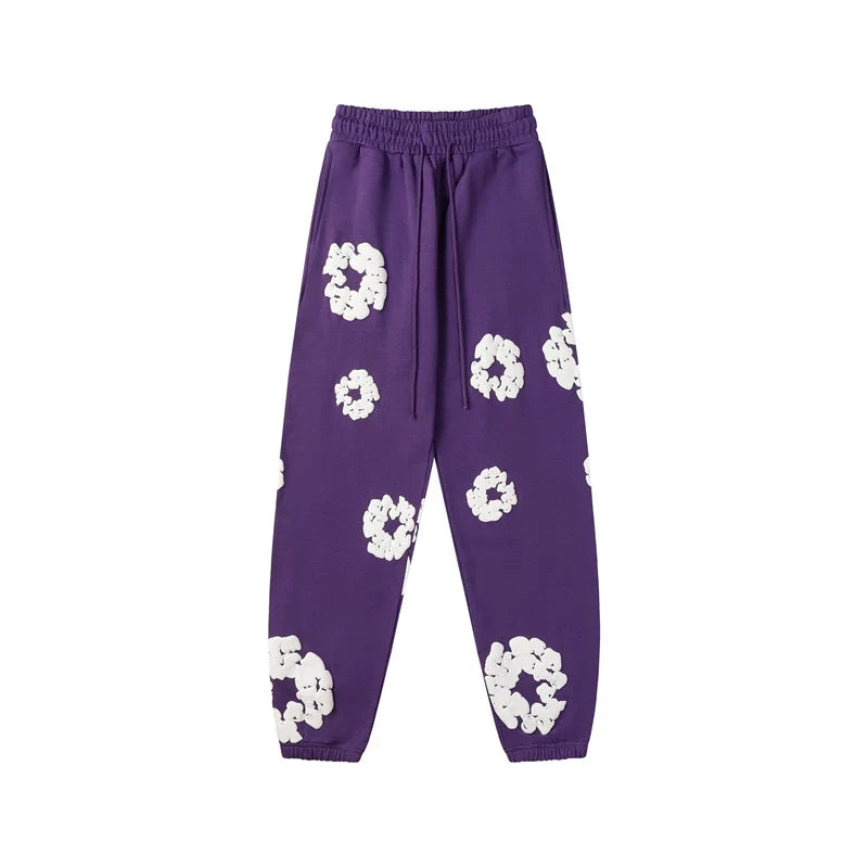 Denim Tears Cotton Wreath Graphic Sweatpants - Purple