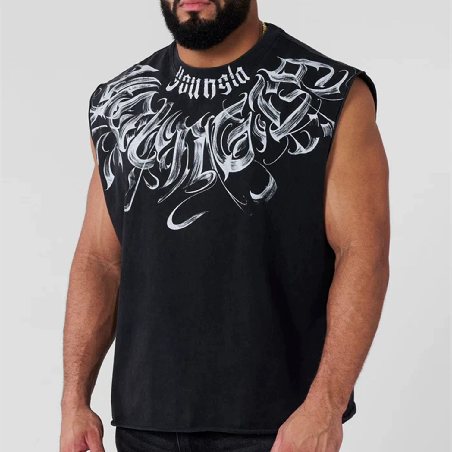 YONGLA Digital Direct Spray Printed Sports Sleeveless Shoulder Wide Shoulder Men's Tank Top American Trendy Brand Fitness Muscle Clothes