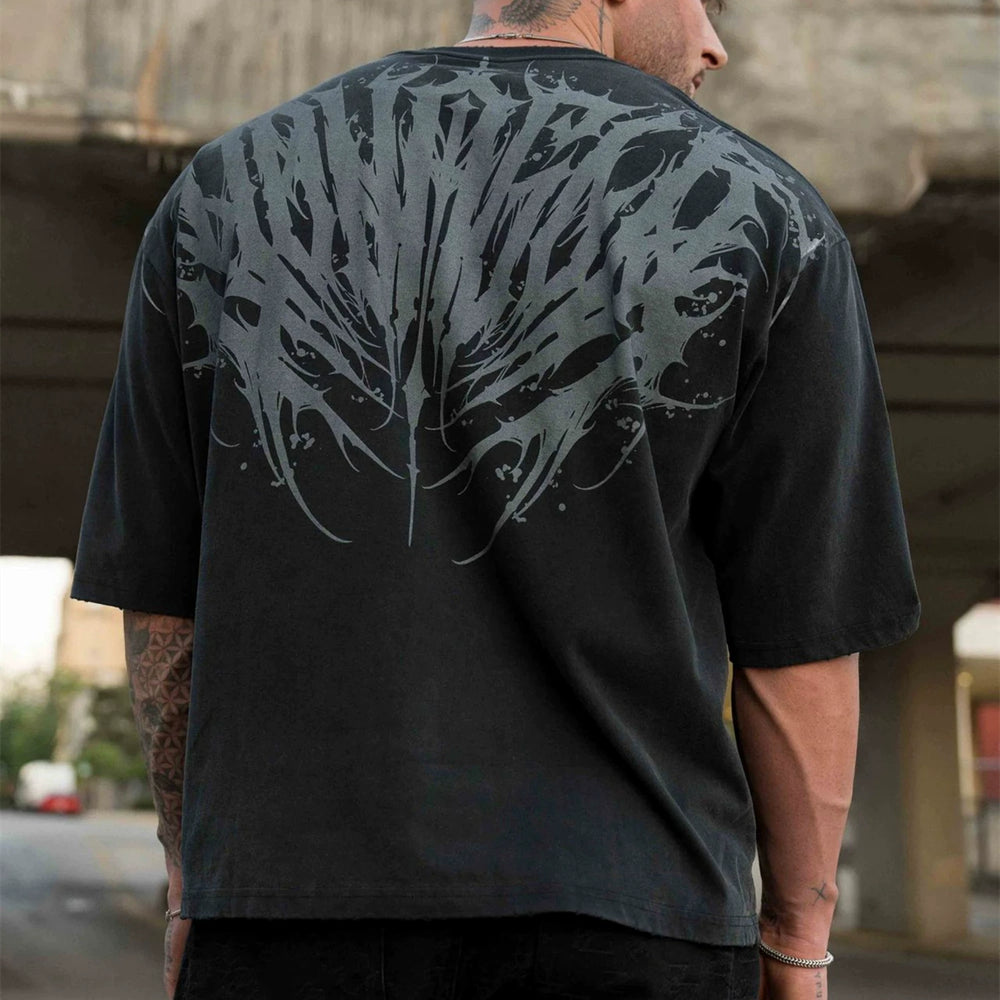 YOUNG LA Sports Short sleeved Men's T-shirt Loose Heavy Cotton American Trendy Brand Fitness Breathable Printed Summer Large