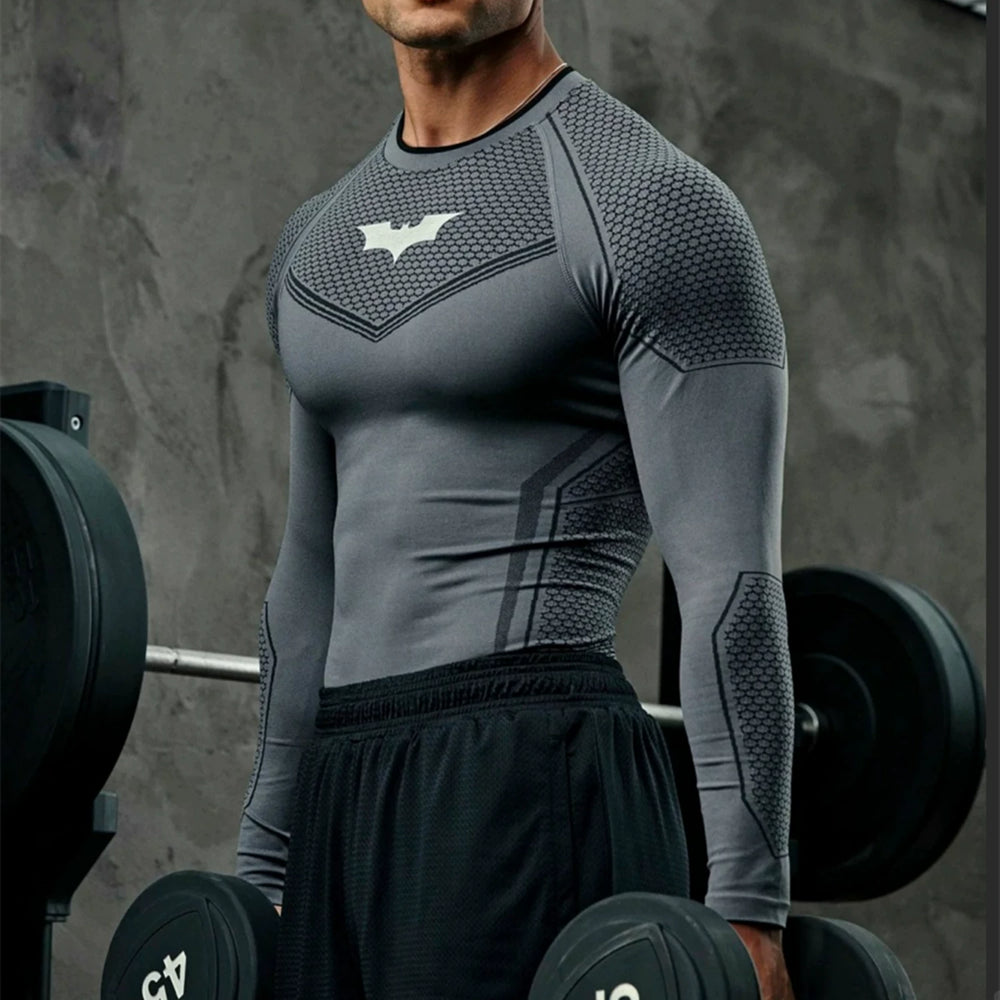 YOUNG LA Sports Long Sleeve Men's T-shirt American Trendy Brand Fitness Muscle Beating Iron Dog Exercise Breathable Elastic Quick Drying