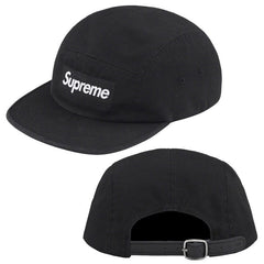 Supreme Black 5-Panel Box Logo Camp Cap with Leather Strap