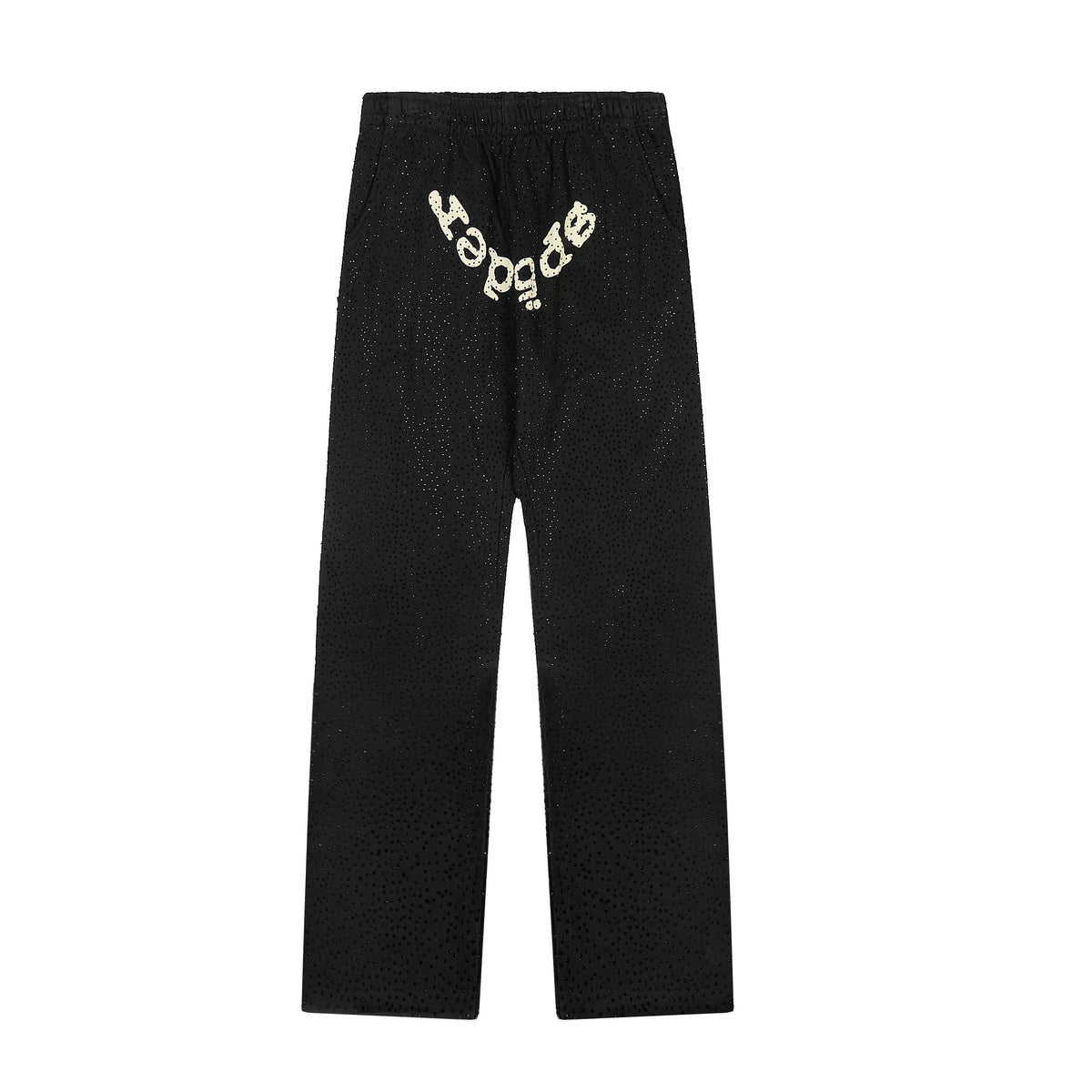 Sp5der Rhinestone Letter Graphic Black Casual Sweatpants