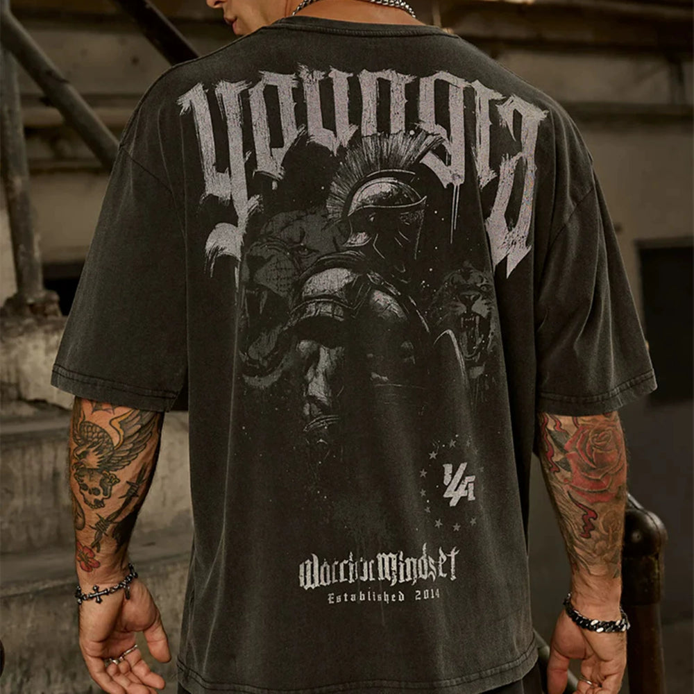 YOUNG LA Sports Short sleeved Men's T-shirt American Trendy Brand Loose Heavy Cotton Fitness Training Muscle Rubbing Iron Style Men