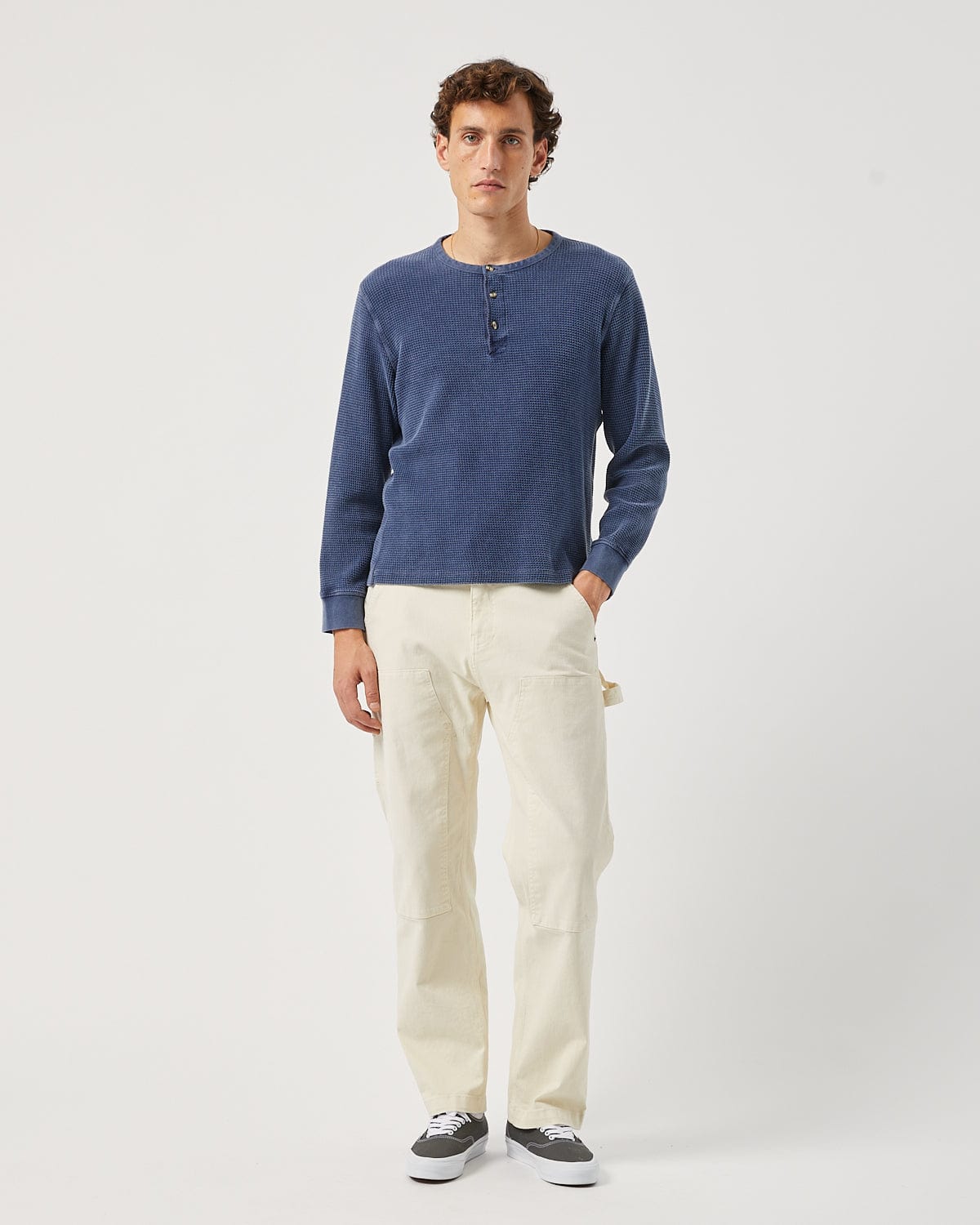 Waffle Henley - Navy