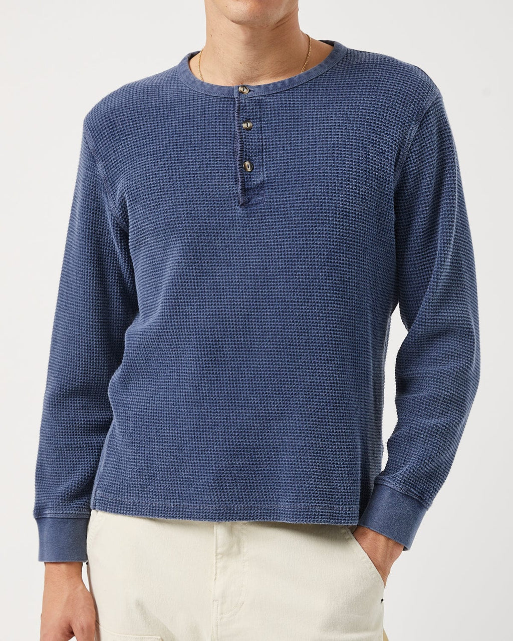 Waffle Henley - Navy