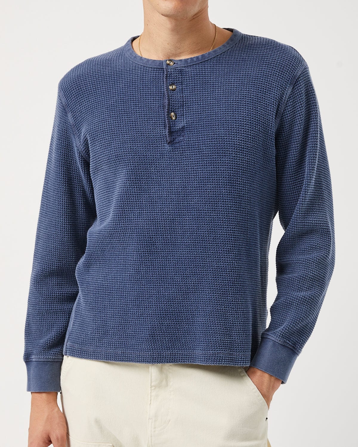 Waffle Henley - Navy