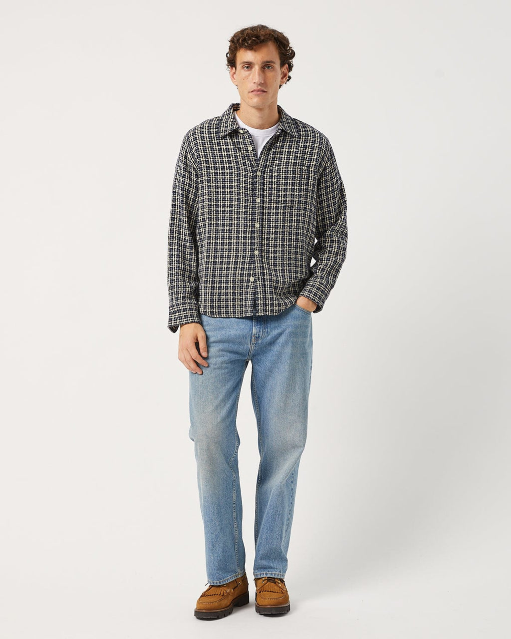 Reverse Tweed Snow Check - Blue