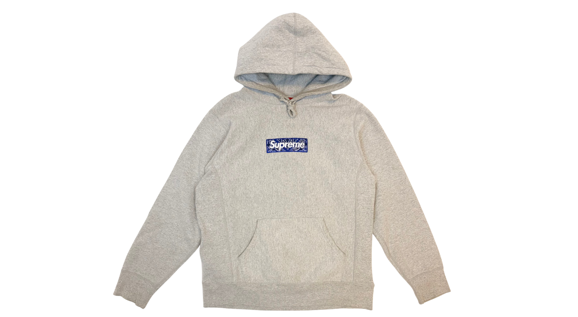 Supreme Bandana Box Logo Hoodie Heather Grey (FW19) (P)