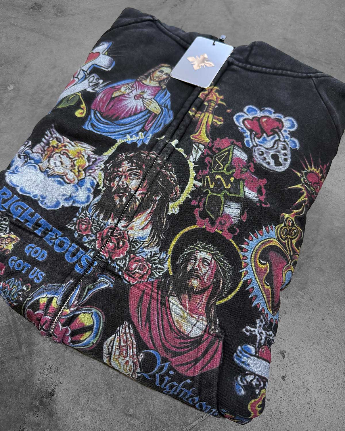 Righteous Risen King Zip Up Hoodie Black