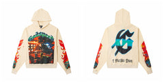 Vintage "Godspeed" High Roller Skeleton Oversized Beige Hoodie