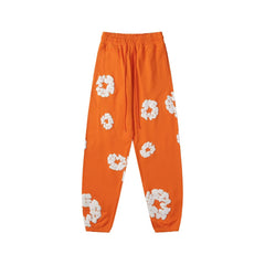"Denim Tears" Orange Floral Pattern Oversized Sweatpants