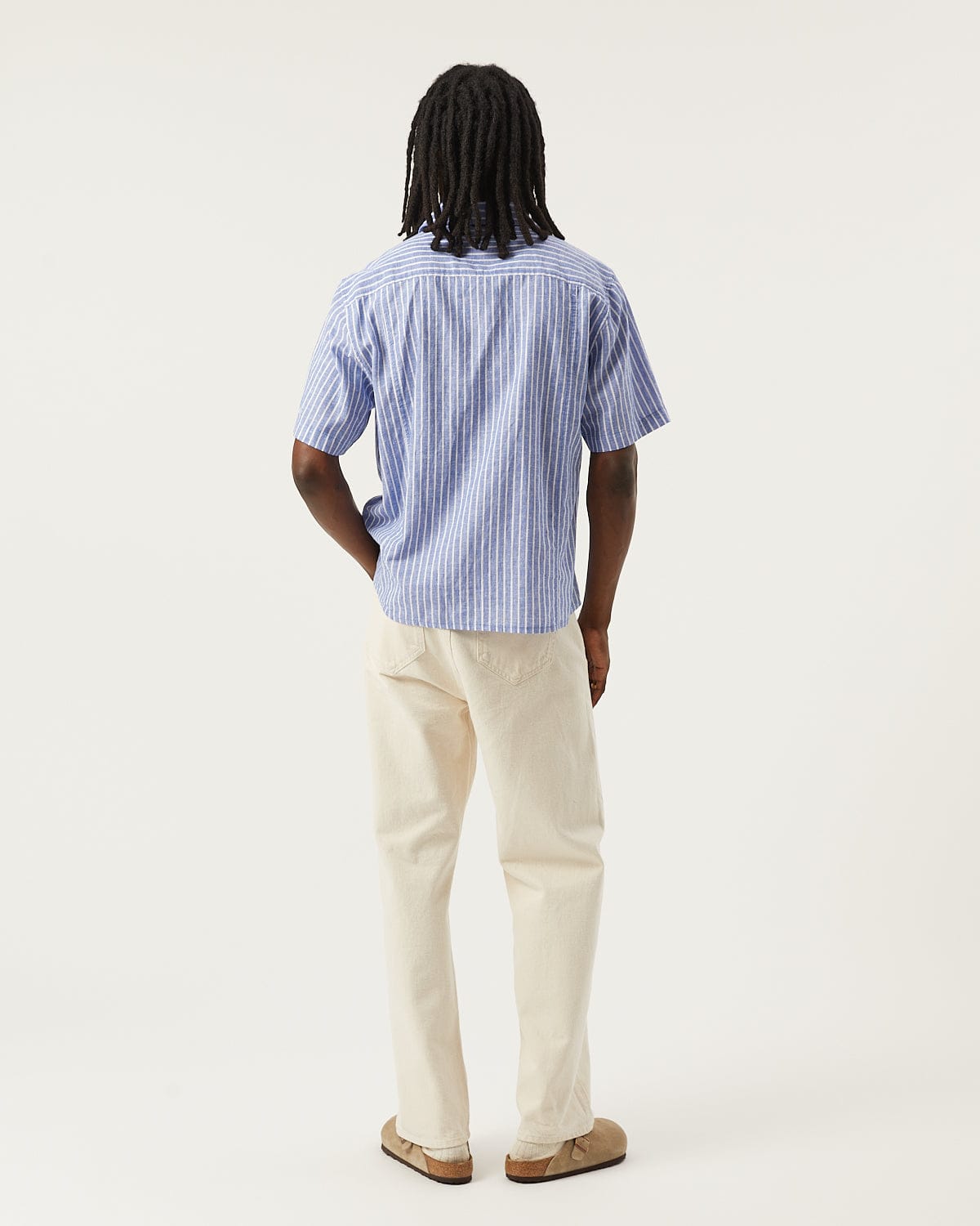 Linen Stripe SS - Blue