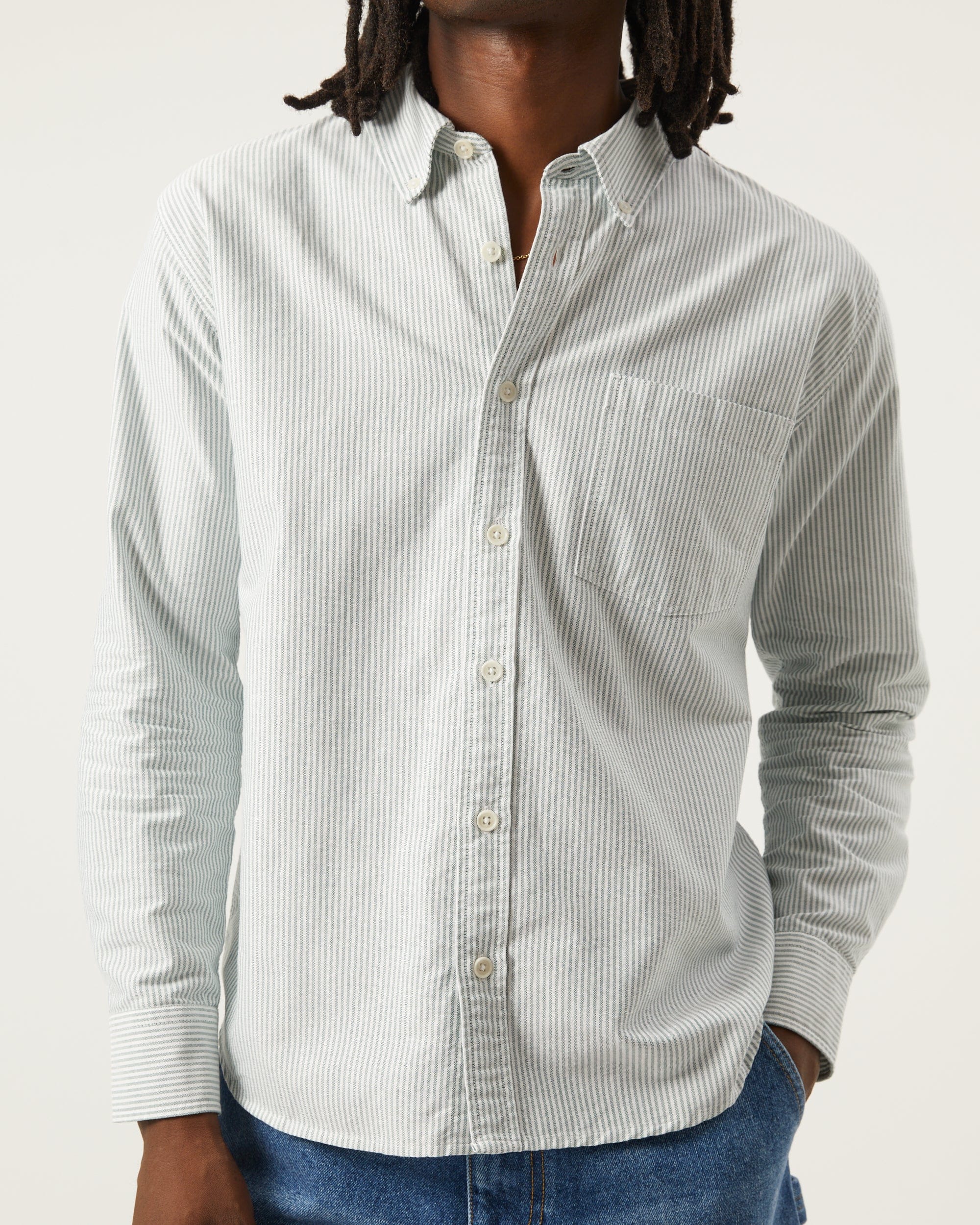 Stripe Oxford LS - Green