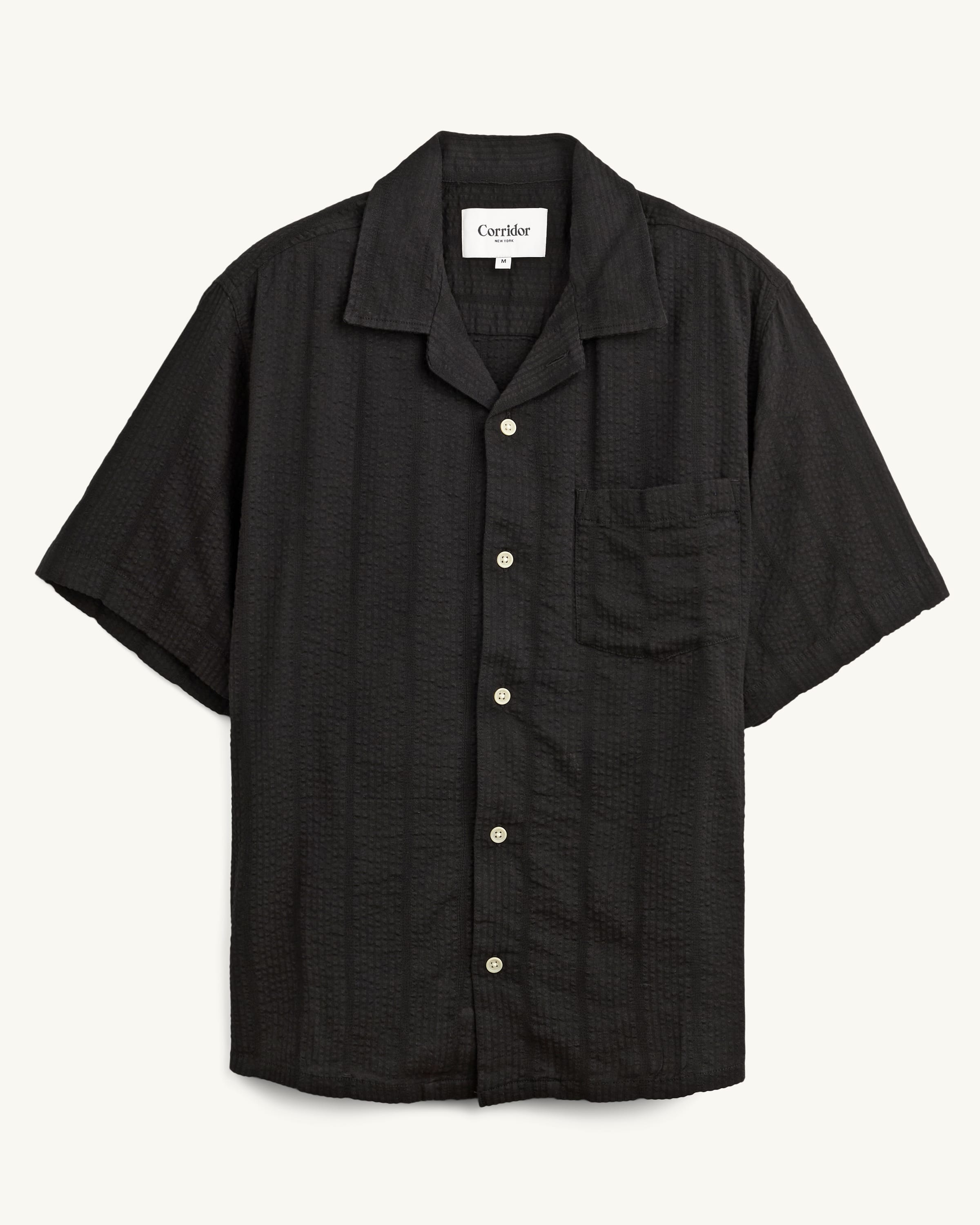 Striped Seersucker SS - Black