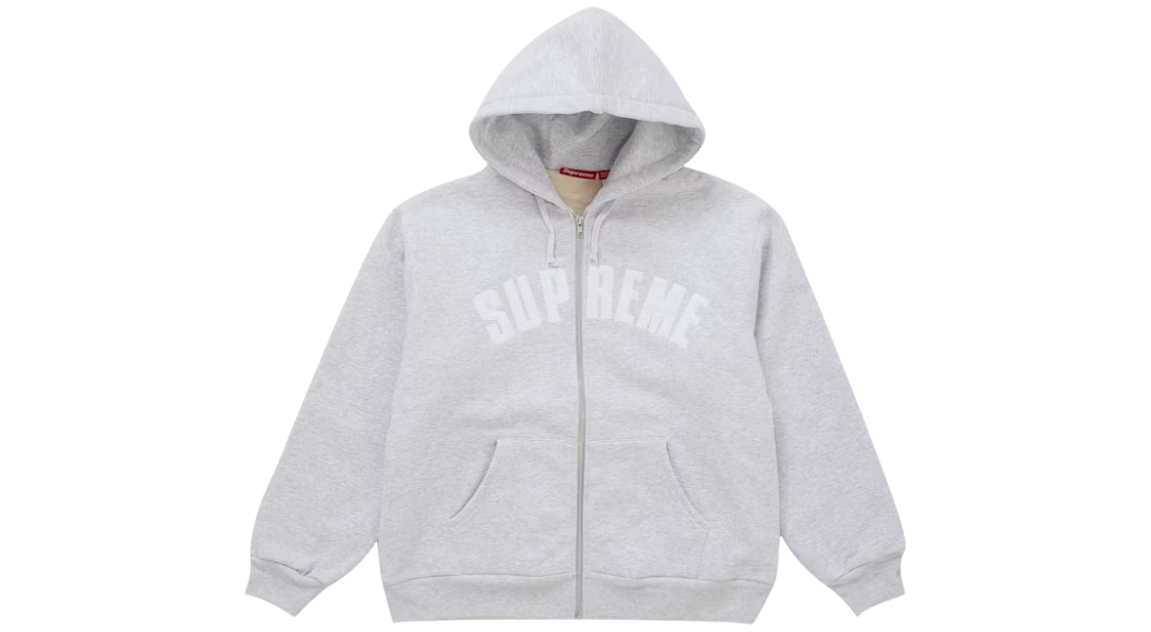 Supreme Arc Thermal Lined Zip Up Hoodie Ash Grey