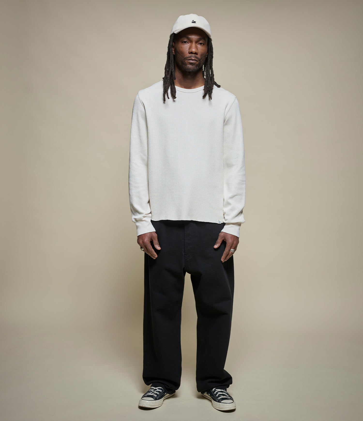 Diamond-Patterned Cotton Thermal Longsleeve