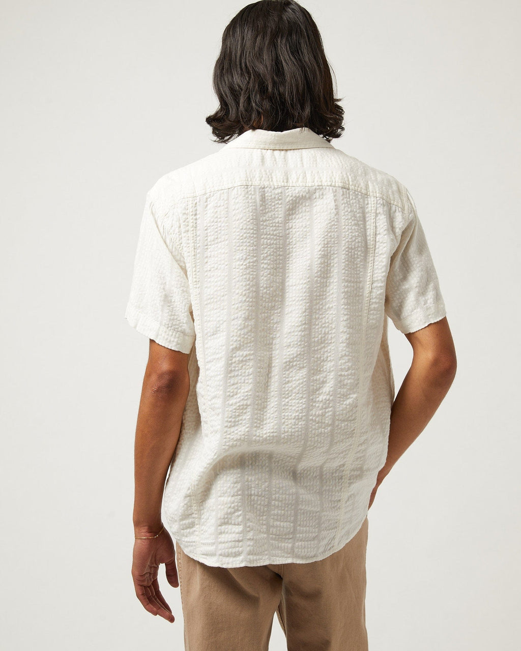 Striped Seersucker SS - White