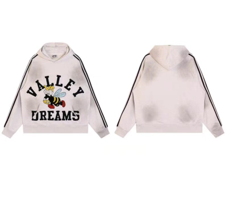 Vale Forever Vintage Bee Graphic Hoodie & Striped Sweatpants Set - Off White