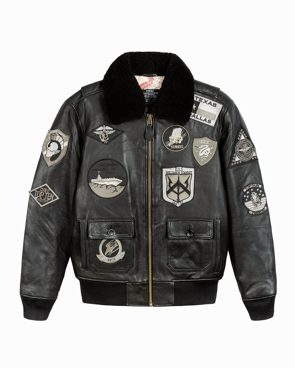 TOP GUN® OFFICIAL SIGNATURE SERIES LEATHER JACKET 1.0 WITH REMOVABLE MOUTON COLLAR