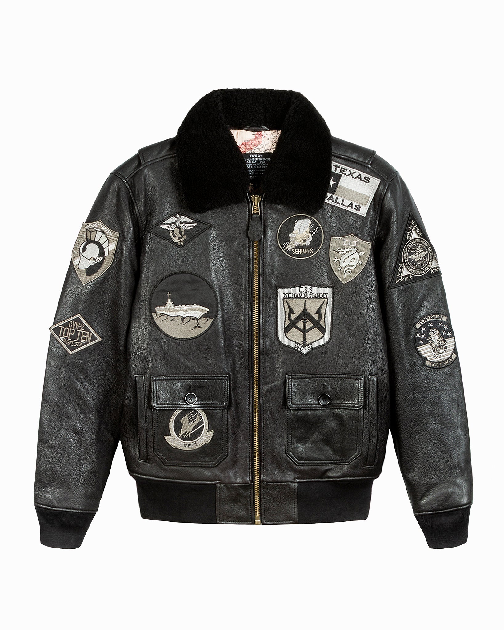 TOP GUN® OFFICIAL SIGNATURE SERIES LEATHER JACKET 1.0 WITH REMOVABLE MOUTON COLLAR