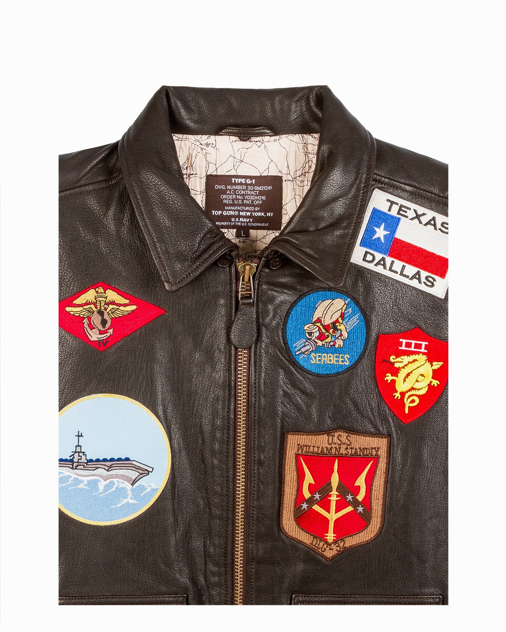 TOP GUN® OFFICIAL SIGNATURE SERIES LEATHER JACKET 1.0 WITH REMOVABLE MOUTON COLLAR