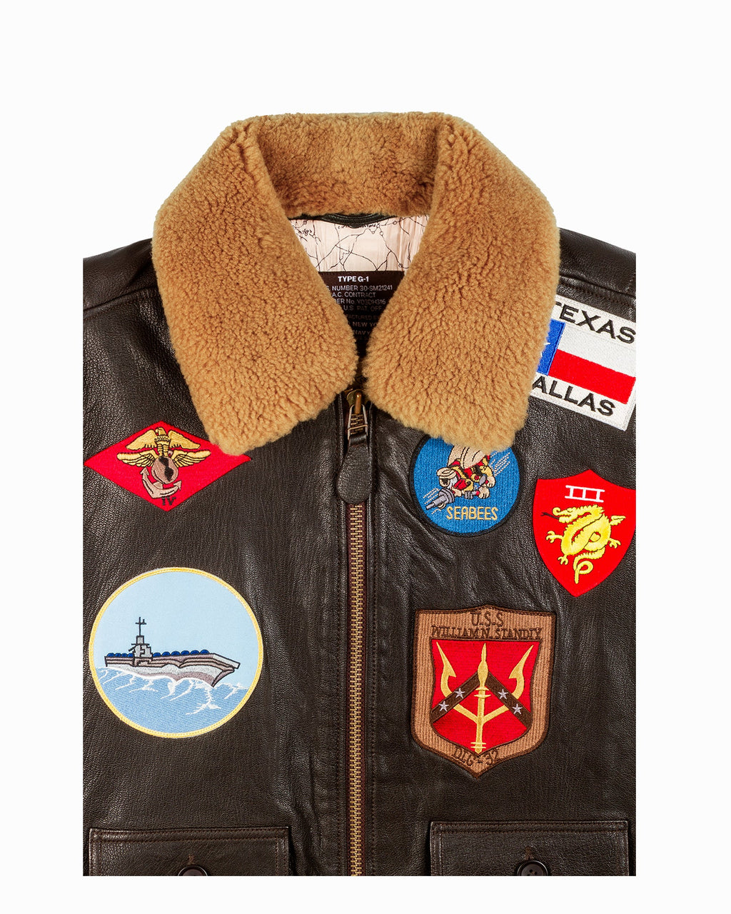 TOP GUN® OFFICIAL SIGNATURE SERIES LEATHER JACKET 1.0 WITH REMOVABLE MOUTON COLLAR