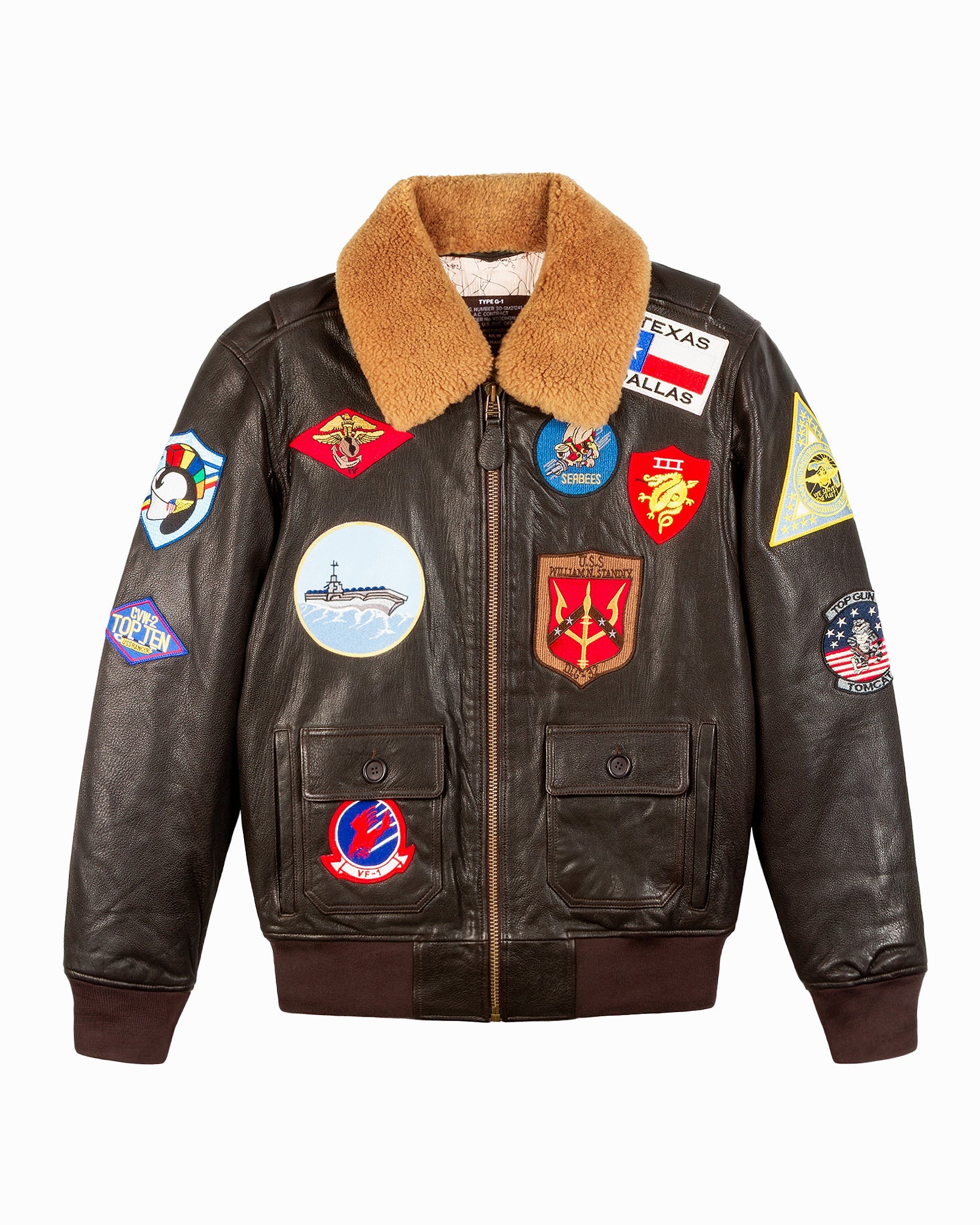 TOP GUN® OFFICIAL SIGNATURE SERIES LEATHER JACKET 1.0 WITH REMOVABLE MOUTON COLLAR