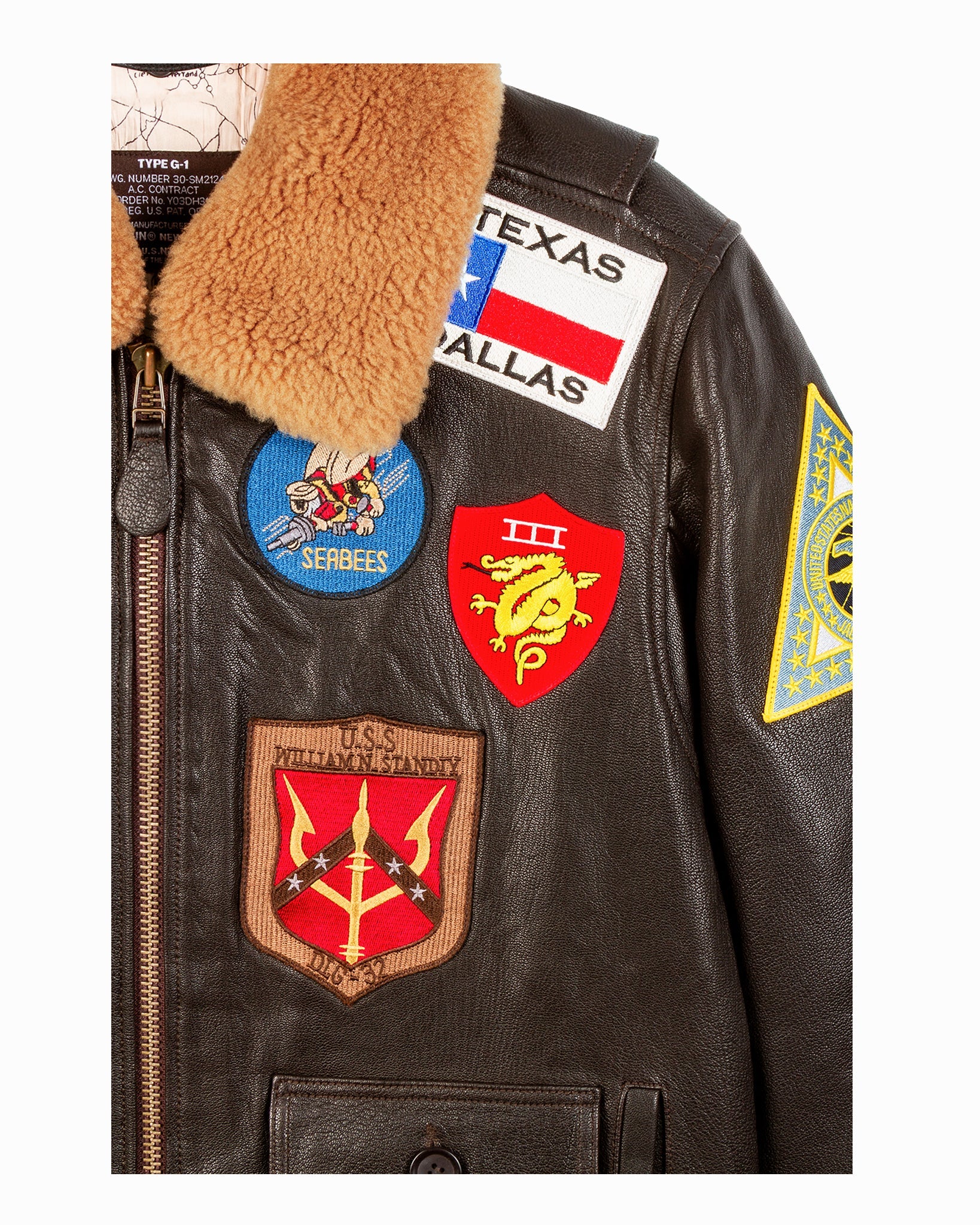 TOP GUN® OFFICIAL SIGNATURE SERIES LEATHER JACKET 1.0 WITH REMOVABLE MOUTON COLLAR